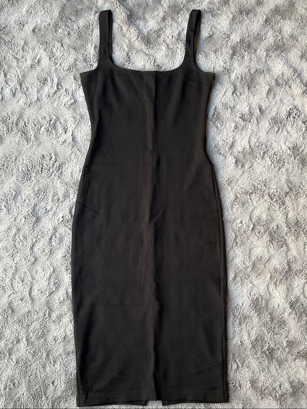 American Apparel Black Square Neck Midi Dress